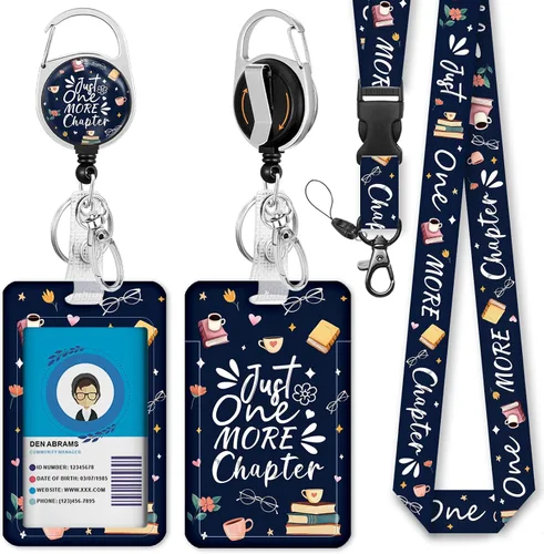 Vista 9 de Giancomics Soporte para tarjetas de identificación negro con cordón, cordones para insignias de identificación con carrete de insignia retráctil