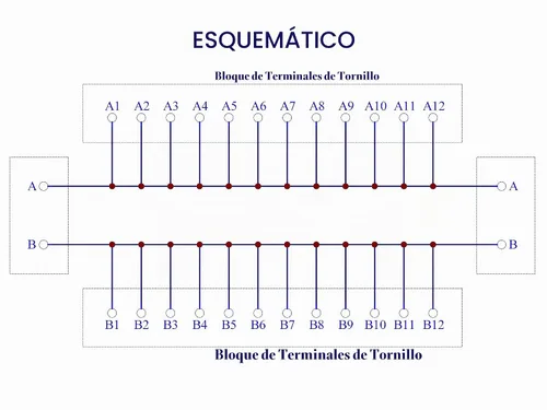 Vista 3 de OONO Montaje a tornillo 30A/300V 2x12 Posición Bloque de terminales Módulo de distribución.