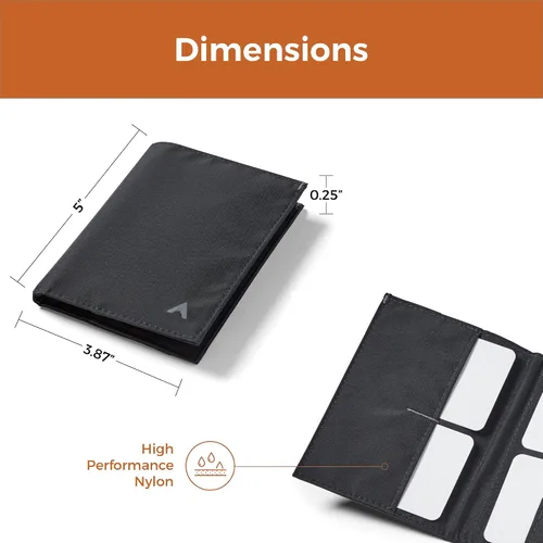 Vista 4 de Allett Monedero 2.0 Nylon, bloqueo RFID, bolsillo de velcro, delgado, minimalista, plegable, resistente al agua, delgado, bolsillo frontal
