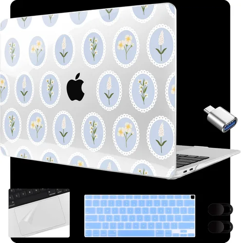 Vista 21 de MEEgoodo Funda para MacBook Air de 13.3 pulgadas 2021 2020 2019 2018 A2337 M1 A2179 A1932, carcasa para laptop para MacBook Air M1 con cubierta