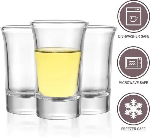 Vista 9 de Juego de 40 vasos de chupito a granel, vasos de chupito de whisky de 1.5 onzas con base pesada, vasos de chupito de vidrio transparente para whisky