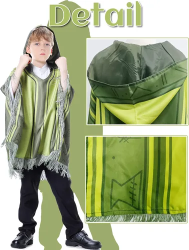 Vista 6 de Oturgor Disfraz de Camilo mejorado para cosplay, capa de cuello falso, abrigo uniforme de Halloween para niños
