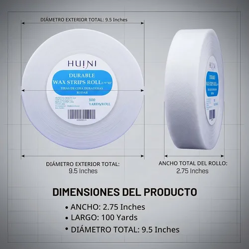 Vista 3 de Huini, Rollo de 100 yardas de papel para depilación con cera