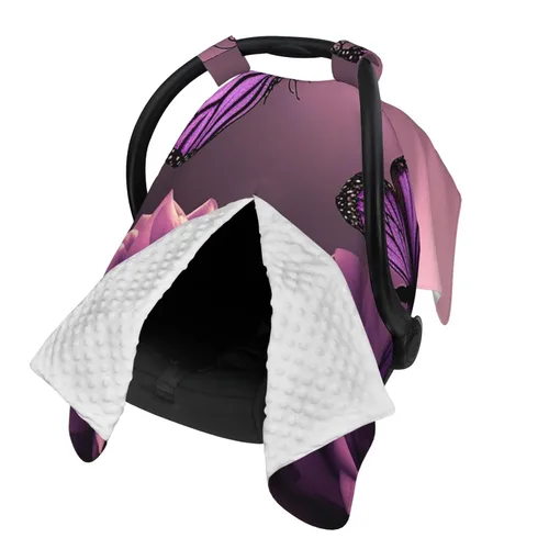 Vista 2 de Baby Car Seat Canopy Cover for Mom, Soft Breathable Nursing Breastfeeding Covers Multi Use Stroller Sun Shade Newborn Shower Gift，3D Flowers
