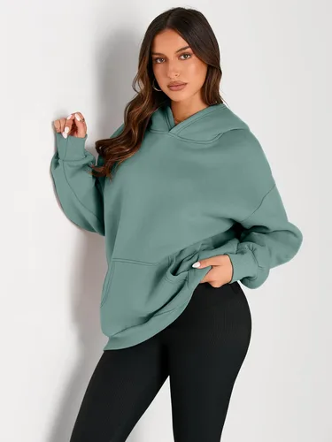 Vista 68 de Trendy Queen - Sudaderas extragrandes con capucha para mujer, suéteres de manga larga, sin botones, de vellón, de otoño, ropa de invierno