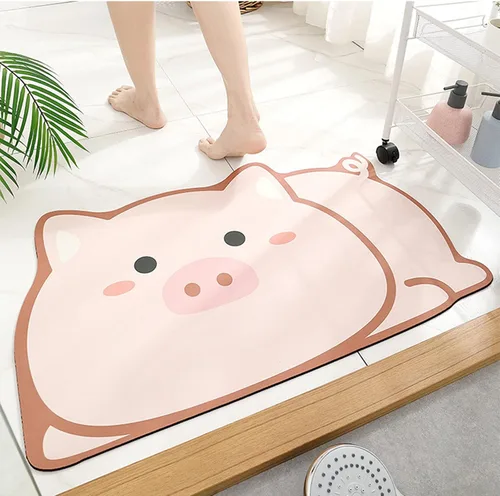 Vista 16 de Tapete de baño súper absorbente, tapete de entrada antideslizante con dibujos animados, cojín de secado rápido para suelo de baño y ducha