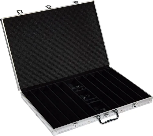 Vista 6 de Claysmith Gaming Juego de póquer The Mint de 1,000 ct, fichas compuestas de arcilla de 0.46 oz con estuche de aluminio, naipes y botón