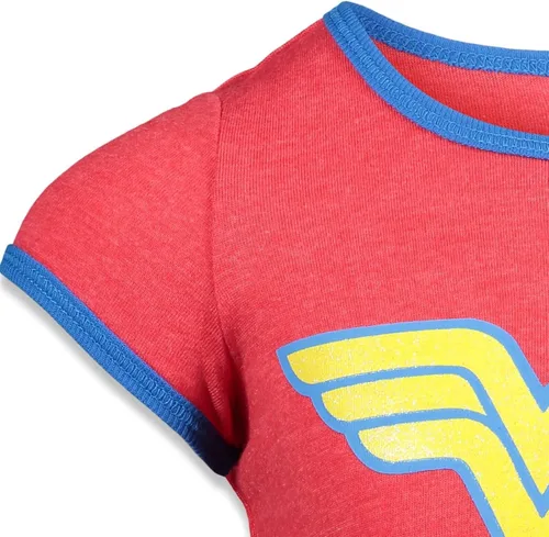 Vista 6 de DC Comics Liga de la Justicia Batgirl Super Girl Wonder Woman - Paquete de 3 camisetas para niños pequeños a grandes