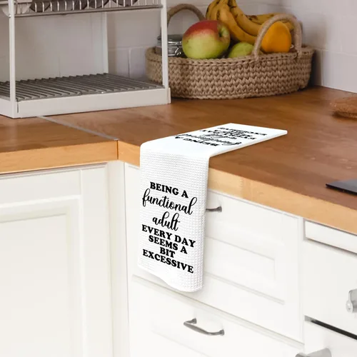 Vista 2 de Divertidos paños de cocina sarcásticos para adultos de 16 x 24 pulgadas, toallas decorativas absorbentes para el té de la cocina y el baño