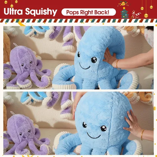 Vista 7 de DENTRUN Pulpo de peluche gigante, muñeca de pulpo de peluche para niños, niñas, adultos, regalo de cumpleaños, Navidad, Halloween, animales marinos