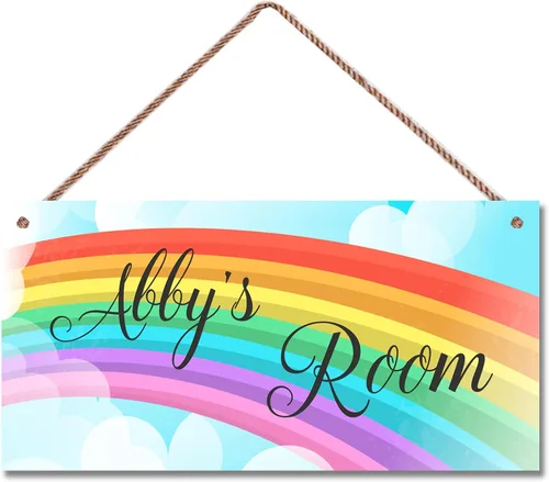 Vista 13 de Letrero de dinosaurio personalizado, bonito arte de dibujos animados para habitación de niños, decoración de pared de puerta, placa de arte floral