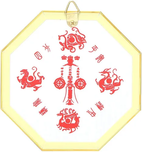 Vista 6 de Espejo chino de Feng Shui, diseñado para ser colgado al aire libre, contrarresta la mala suerte y trae buena suerte, espejo chino de Feng Shui
