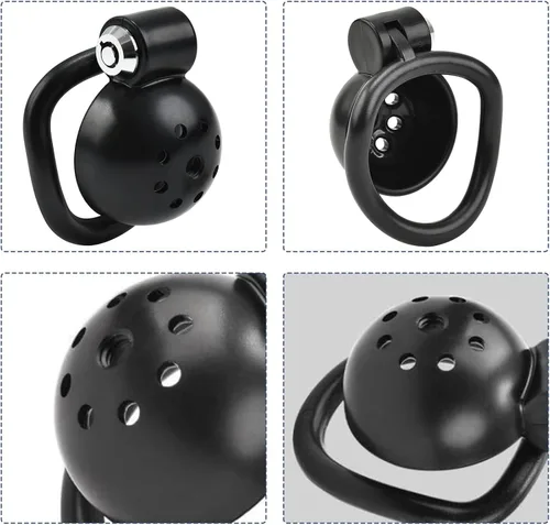 Vista 4 de Jaula de castidad masculina con cierre a presión con 5 anillos y dilatador uretral de metal, jaula plana de castidad, catéter uretral, dispositivos
