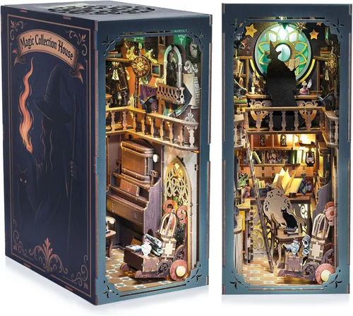 Vista 8 de Kit de manualidades 3D para rincón de lectura - Kit de casa en miniatura para adultos, adolescentes y principiantes, estantería de biblioteca