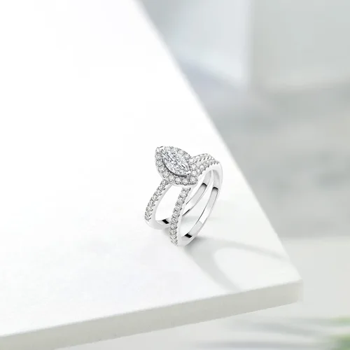 Vista 5 de Gem Stone King Anillo de compromiso de boda de plata de ley 925 con moissanita blanca para mujer