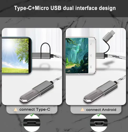 Vista 3 de Adaptador USB C/Micro USB a USB 2 en 1, cable adaptador USB a USB C OTG compatible con Samsung Galaxy S21 S22 S23 Note 20/10 A53, Google Pixel y más
