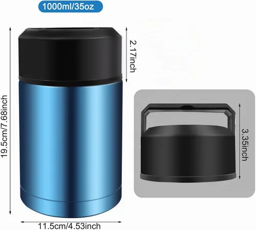 Vista 4 de Contenedor de almuerzo aislado de 35 oz a prueba de fugas termo al vacío