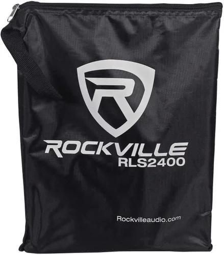 Vista 3 de Rockville RLS2400 - Soporte plegable ligero para portátil DJ con estante adicional y bolsa de viaje, construcción de acero, portátil para DJs