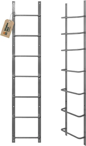 Vista 8 de Escalera de acero para ventanas de sótano (gris, 3 peldaños), escalera de salida atornillada resistente para el hogar, fácil de instalar, escaleras