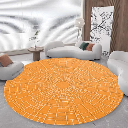 Vista 10 de 3D Optical Illusion Abstract Round Rug 70s Retro Pop Art Deco Large Rugs for Living Room Bedroom Classroom Red Brown Washable Low Pile Carpet