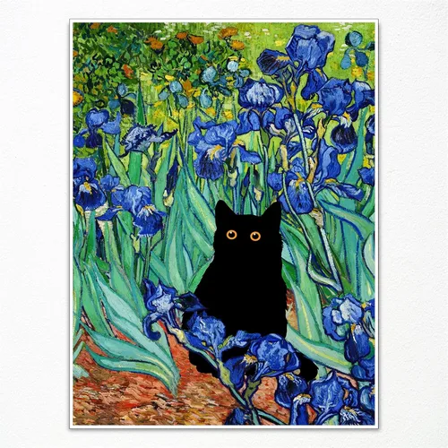 Vista 9 de XMJJQQ Lienzo enmarcado negro de Vincent Van Gogh, arte para pared, impresiones famosas, pintura para dormitorio en Arles, divertido póster estético