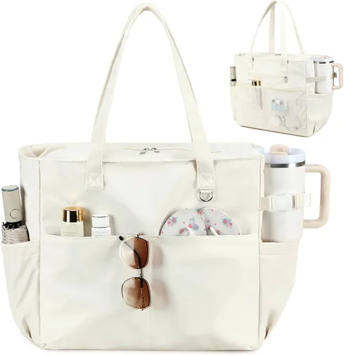 Vista 45 de Bluboon - Bolsa de playa impermeable para mujer, extra grande, con compartimento húmedo, para llevar de fin de semana, bolsa de piscina para viajes