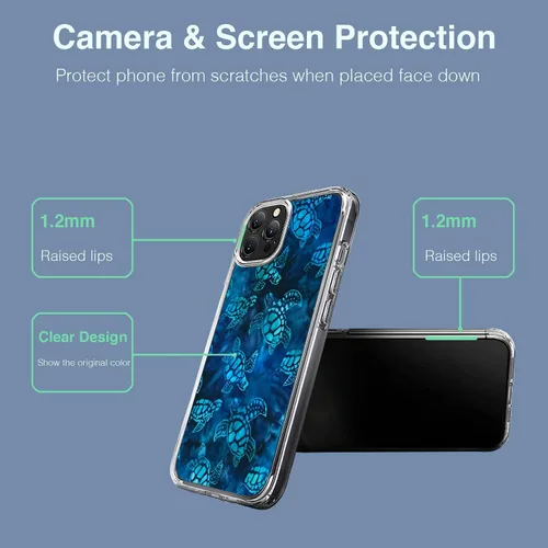 Vista 2 de Funda para iPhone 14, tortuga marina acuarela, TPU Azul (Blue Sea Turtle)