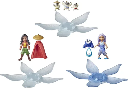 Vista 3 de Disney Princess Raya y el último dragón sorpresa caja ciega paquete de 3, 3 muñecas y 6 accesorios, juguete para niños de 3 años en adelante