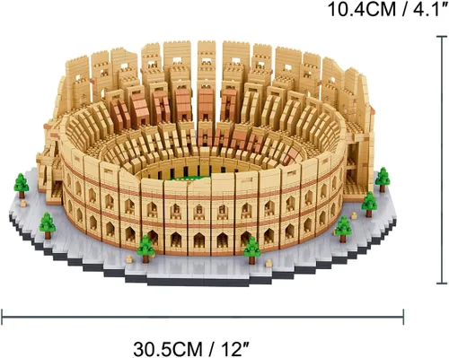 Vista 3 de Italia Rome Coliseo - Juego de construcción de microladrillos (5594 piezas) – Juguete educativo modelo emblemático regalo para niños y adultos