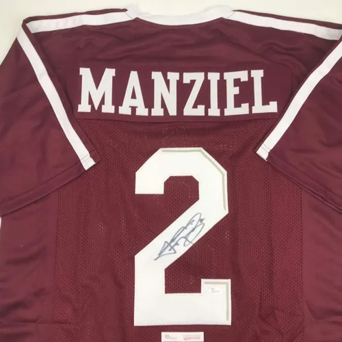 Vista 2 de Camiseta de fútbol Johnny Manziel Texas A&M Maroon College JSA COA