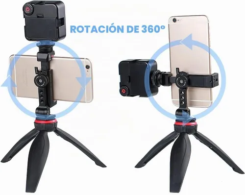Vista 6 de Soporte de trípode de metal para teléfono con soporte giratorio