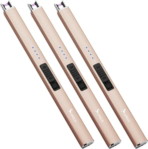 Vista 16 de SUPRUS Encendedor eléctrico de arco resistente al viento, sin llama, recargable por USB, con bloqueo de seguridad para velas, barbacoa, camping
