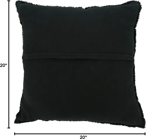 Vista 4 de SARO LIFESTYLE Almohada de diseño con flecos con relleno de plumón, negro, 20 pulgadas (13049.BK20S)
