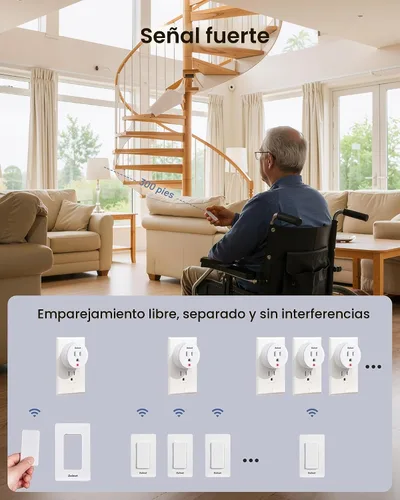 Vista 3 de Zoiinet - Enchufe de toma de corriente con control remoto, diseño de hebilla y interruptor de luz inalámbrico extraíble, sin necesidad de cableado