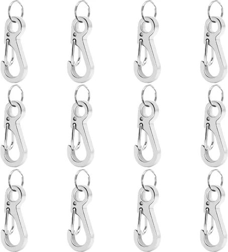 Vista 10 de Small Carabiner Clip Metal Spring Snap Hooks Mini Paracord Hanging Clips for Camera Strap, Flashlight, Key Chain