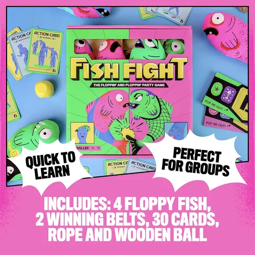 Vista 4 de Fish Fight – Divertido juego de fiesta de peces para familias y niños Fiesta en interiores y exteriores, actividad de playa y jardín Divertido