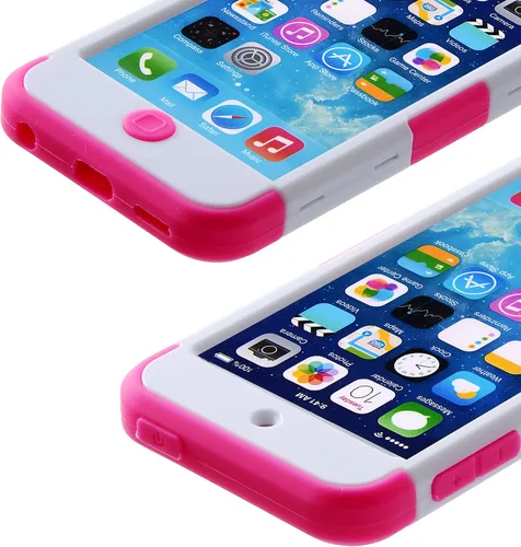 Vista 5 de Wisdompro Funda para iPod Touch 7, para iPod Touch 6, para iPod Touch 5, 3 en 1 híbrida de silicona suave y policarbonato duro Funda protectora
