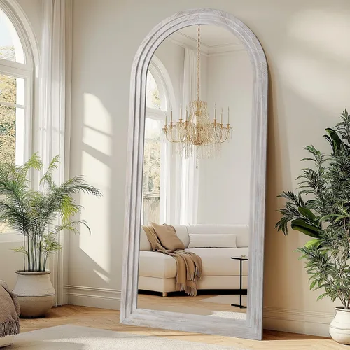 Vista 12 de MirrMuse Arched Floor Full Length Mirror with Wood Frame, 56"x21" Rustic Farmhouse, Free Standing, for Bedroom Living Room Store, Leaning or Wall