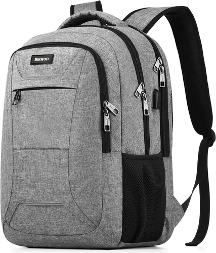 Vista 8 de Mochila para hombres y mujeres, mochila escolar para adolescentes, mochila negra para niños con puerto de carga USB para laptop de 15.6 pulgadas