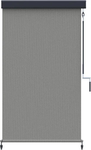Vista 8 de VICLLAX Persiana enrollable de tela solar prémium para exteriores, para porche, patio, balcón, funciona con manivela con cenefa protectora de Grafito