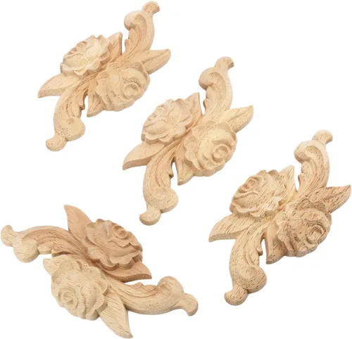 Vista 18 de 4PCS madera tallada Onlay Appliques DIY decoración de muebles, 05