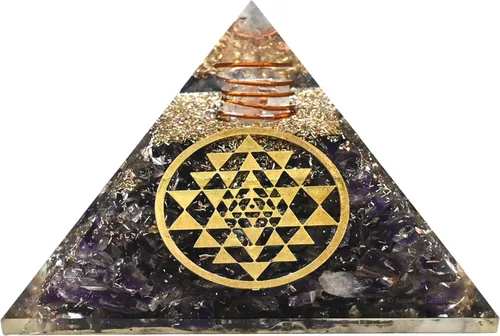 Vista 7 de Amazing Gemstone Pirámide de orgón de amatista para EMF y protección de energía negativa - Pirámide de cristal de amatista natural, Amatista
