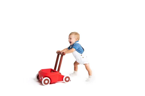 Vista 3 de Italtrike Roberto Baby Walker, juguete para bebé de empujar y tirar, aprender a caminar, niños pequeños, freno de seguridad, compartimento