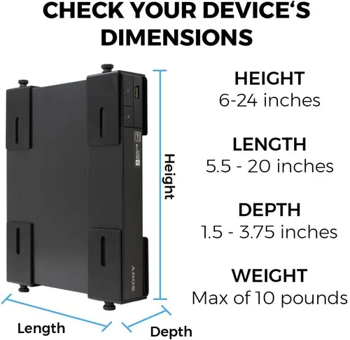 Vista 3 de HumanCentric Soporte de pared ajustable para dispositivo, caja de cable y soporte para módem, adaptador de pared ajustable para dispositivos