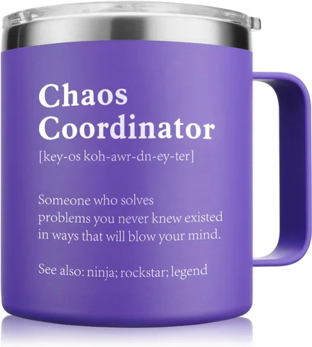 Vista 7 de NOWWISH Regalos de Navidad para Hombres, Jefe, Compañero de Trabajo, Gerente, Oficina, Maestro, Enfermera - Vaso Tumbler Coordinador del Caos