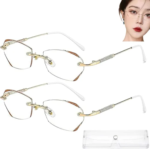 Vista 8 de Glassesify - Gafas de lectura para mujer, sin montura de diamante, antiluz azul, ligeras