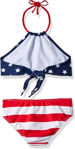 Vista 2 de Kanu Surf Mahina bikini halter de 2 piezas para niñas, traje de baño para playa