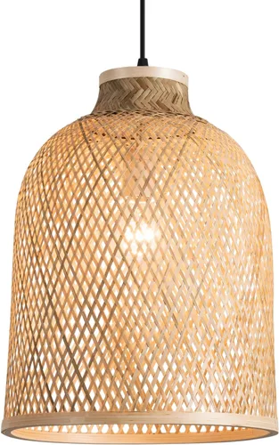 Vista 7 de Moderna lámpara colgante tejida de bambú, paquete de 2 cúpula de 7.8 pulgadas, cúpula costera de mimbre de bambú, accesorio de iluminación colgante