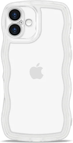 Vista 51 de Anuck Funda para iPhone 13 Pro con borde ondulado, diseño trasero transparente, agarre antideslizante, forma de marco rizado ondulado, a prueba