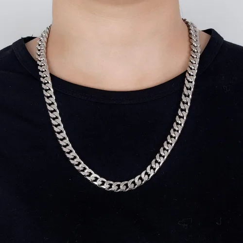 Vista 4 de HBeautimer Collar cubano clásico de plata de ley 925 para hombre de 0394in-18 20 22 24 26 28 pulgadas cadena cubana sólida gruesa de eslabones